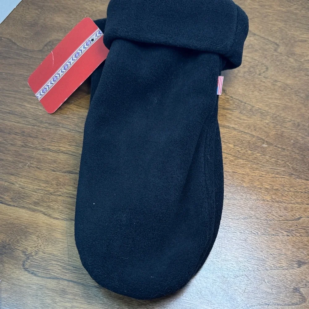 NWT Wintergreen Northern Wear Thick Fleece Roll Cuff Mittens, Black, Unisex sz M